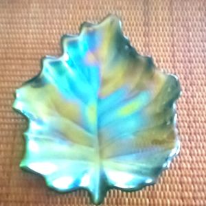 Pretty iridescent blue and green glass candy dish